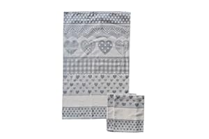 OM DOLCE CASA M&O Strofinacci Asciughini Canovacci Cucina 3 Pezzi Misura Maxi Cm 60x86 Tela Aida Ricamo Punto Croce Hobby Cucito Ecru Cuori Disponibile Prodotto in Italia (Grigio)