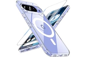 OWKEY Funda Magnética para Google Pixel 10 / Google Pixel 10 Pro, Compatible con MagSafe y Cristal Templado, [Protección Militar] Carcasa Fondo Translúcido,Transparente