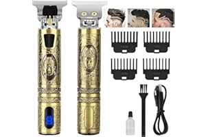 POWEROLE Chilymes Professionelle Haarschneidemaschine für Männer, mit Leistungsanzeige, wiederaufladbar, 3 Führungskämme (1,2,3 mm) (Bronze)