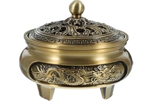TOPBATHY Quemador De Incienso Vintage De Aleación con Diseño Retro Portainciensos Ligero para Decoración del Hogar Oficina Yoga Y Aromaterapia Adorno Creativo con Tapa