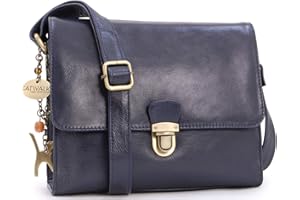 CATWALK COLLECTION HANDBAGS – Damska Skórzana Torebka Listonoszka z Klapką – Mieści Tablet/IPad – Skóra w Stylu Vintage - DIANA