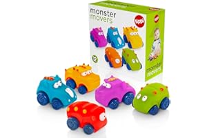 Tippi Monster Movers 5 Soft Play Baby Toy Cars - Toy Car Set For 1 Year Old - Suitable From 12 Months - 1 Year Old Boy Gifts - Toys For 1 Year Old Boys