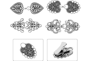 TOYOCC 4 Stück Vintage Strickjacke Clips, Antik Silber Ton Pullover Clip, Retro Metall Pullover Schal Clip, Keltisch Mantel Verschluss Clips, Wirbel Retro Pullover Klammern für Frauen Mädchen Tragen