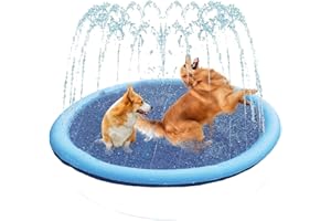 VORAE Dog Splash Sprinkler Pad, Foldable Dog Paddling Pool with Sprinkler, Summer Splash Pad for Dogs, Cats, Kids, Pet Sprinkler Mat for Outdoor Garden Water Toy (100 cm)