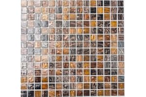 MOSANI Mosaïque MOS54-1306 Goldstar Carrelage mural en verre pour salle de bain Marron