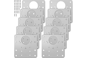Honeueuen 10 Pack Hinges Repair Plate with Screws, Stainless Steel Hinge Repair Plate Kit, Kitchen Cabinet Cupboard Door Hinge Repair Brackets with Screws for Kitchen Furniture Wardrobe, 9*9 cm