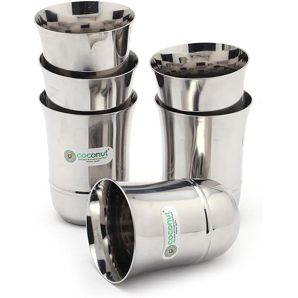 Vasos Agua Coconut Jumbo Lassi Glasses, 350 Ml, Set Of 2, Silver (B3 Vasos De Cristal