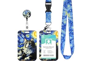 PCUNTSLO Porte Badge avec Cordon Tour de Cou, Lanyard Strap Neck avec Swivel Lobster Clasp, Porte Carte pour Bureau École, Carte de Bus (B)
