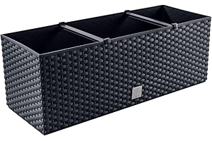 PROSPERPLAST Jardinera rectangular 17 litros con autorriego color chocolate 52x20x19cm