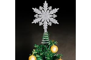 NOCHME Flocon De Neige Étoile Pointes De Sapin De Noël 14 X 22,9 Cm Super Brillant Paillettes Noel Décoration Christmas Tree Topper Star Argent