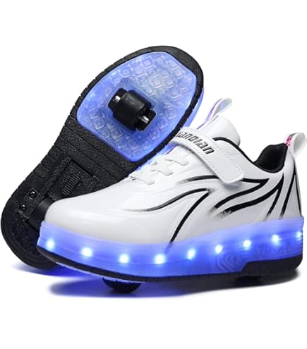 Chaussures fille a 4 roulettes rétractable, Basket à roulettes retractable garçon Chaussures à roulettes Multisports Outdoor Rechargeables 7 Couleurs Colorés Gymnastique Sneakers(Size:EU 28,Color:Whit Chaussures fille a 4 roulettes rétractable, Basket à roulettes retractable garçon Chaussures à roulettes Multisports Outdoor Rechargeables 7 Couleurs Colorés Gymnastique Sneakers(Size:EU 28,Color:Whit