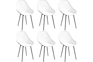 JIJIAN Chaise Salle a Manger Lot de 6,Chaise de Cuisine avec Pieds en Métal,Chaise scandinave,Design Creux Sculpté avec Dossier,Confortable chaises de Salle à Manger,Chaise salon