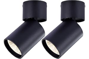 FOOC Foco LED Lámpara de pared de techo moderna 15W Paquete de 2 CRI> 90 Vertical Horizontal girada, ø60mm 4000K para sala de estar Oficina Comercial Habitación infantil Cocina, Negro