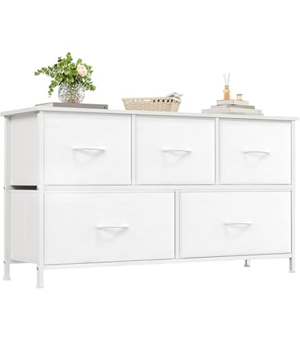 Ladekast met 9 Laden voor Slaapkamer of Woonkamer - Crèmewit Dressoir met Metalen Frame