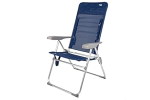 AKTIVE 62662 - Silla de Playa Plegable reclinable antivuelco, Azul Marino, 6 Posiciones, Medidas 66 x 62 x 110 cm, Material Aluminio, Resistente, Peso máximo soportado 110 kg