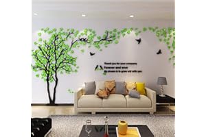 ‎GUANGMU Wandtattoo Baum 3D DIY Wall Stickers Wandaufkleber Wandtattoo Wohnzimmer Schlafzimmer Family Wandsticker für Treppen Halle (Grün Links,XL-400 * 200cm)