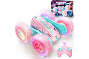 Ophy Ferngesteuertes Auto Mädchen Ab 3-9Jahre, Spiele LED Blinken RC Auto Spielzeug Kinder Toy 360° Flip Car Indoor Outdoor Draußen Sand Strand Garten, Kinder Geburtstags