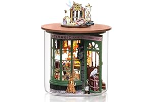 Cuteefun DIY Miniatur Haus Puppenhaus Kit, DIY Holz Traum Flasche Kit mit Staubabdeckung, Handgemachte Handwerk für Erwachsene, Skala Kreative Raum, Geschenk, Weihnachtsfeier (Magic Store)