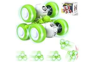 CDDZSW Pull Back Truck for Toddler Boys for Ages 3-5,6 Rounds Inertia 360° Rotating Stunt Car Toys 3 4 5 6 Year Old Kids,Push and Go Vehicle Toy Party Favors for Boys Girls Birthdays Present (Green)