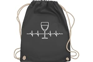 Shirtracer - Turnbeutel Rucksack - Symbol und Zeichen Outfit - Herzschlag Wein Vino Weinliebhaber