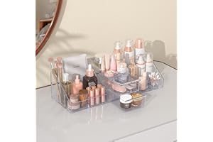 MINYUN Makeup Organiser, Large Capacity Organisers, Make Up Organisers and Storage with Drawers, Makeup Organiser for Vanity for Makeup Brush, Nail Polish and Beauty Supplies Clear