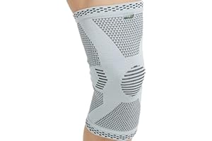 Neotech Care - Bandaż podpierający kolana z włókien bambusowych - lekka i oddychająca tkanina - stabilizator dla mężczyzn, kobiet i młodzieży - prawa lub lewa strona (Szary, 1 jednostka, L)