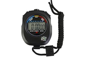 STONHAM Large LCD Handheld Stopwatch Sports Timer with Compass, Battery Included. Timer, Lap, Split, Clock. Waterproof. Running, Swimming, Training, Coaches, Referee. etc