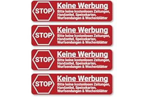 HAVATI High Quality Large Stickers - No Advertising for Letterbox - Pack of 4 (Each 11.5 x 3 cm) - Red