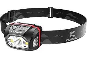 klarus HM1 440 Lumen wiederaufladbare Gestensensor Stirnlampe Kopflampe, 5 Modi 70 Stunden Laufzeit, IPX6 wasserdichtes LED S