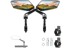 CYCLYTE Rétroviseur Vélo, 2 Pièces Retroviseur Trotinette Electrique Velo, Universelle Hd Réglable 360° Aux Chocs Miroir pour Rétroviseur
