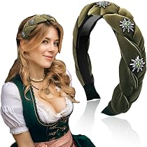 Samt Haarreif Damen Mit Edelweiß-Strass – Dirndl Kopfschmuck Für Oktoberfest & Mottoparty