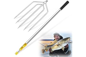 ‎KOMCLUB KOMCLUB Teleskopstange 5-Zack Harpune, austauschbare Harpune, Jagd Fisch Gig Gaff Gabelhaken mit 8mm Schraube für den Fang von Fisch Frosch Mole