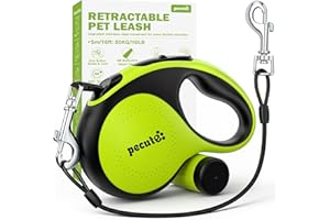 Pecute Guinzaglio per Cani 5M, Guinzaglio Cane Retrattile a Prova di Masticatore Migliorato, Controllo con un Solo Pulsante e Anti-groviglio, per Cani di Taglia Media e Grande fino a 50 kg
