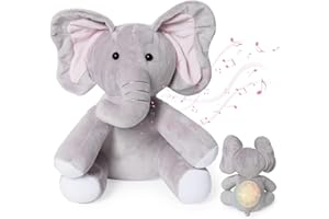 HOMCENT Baby Sleep Aid,Baby Soother Elephant Toys with Baby Musical Night Light Projector and Sound Machine with Nursery Rhymes,Portable Baby Soother, New Baby Gift, Gender Neutral