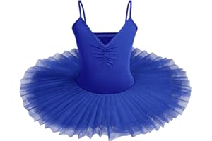 IBAKOM Bambini Ragazze Abito Balletto Lago di Cigni Costume Danza Tutu scollo a V Camisole Body senza Maniche Ballerina Ginnastica Abbigliamento Danza