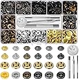 HASTHIP® 120 Sets Metal Snap Button and Tools Set, 12.5mm Buttons for Clothes Snaps Press Studs with 4 Setter Tools, 6 Colors Leather snap Button Tool Fasteners Kit for Jackets, Jeans, Bags