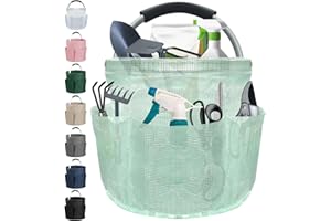 IHOMAGIC 17L Cestino Spesa Pieghevole, Borsa Mare Grande con Manico e 6 Tasche, Borsa Porta Attrezzi Portatile in Resina PVC, Cestini Portaoggetti Multifunzionale per il Campeggio, la Spesa, Verde