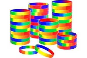 Bouiexye 40pcs Gay Pride Rainbow Silicone Wristbands for LGBT Lesbian Parades and Rainbow Festival
