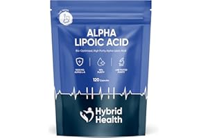Hybrid Health Alpha Lipoic Acid 1000mg Supplement | 98% Lab-Tested Purity ALA | 120 Vegan Capsules | High-Strength Formula | 2 Months Supply