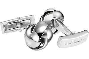 DAVIDOFF ESSENTIALS Cufflinks - Gemelos de plata redondos para hombre con forma entrelazada - gemelos para camisas de latón – accesorios de hombre para bodas y eventos