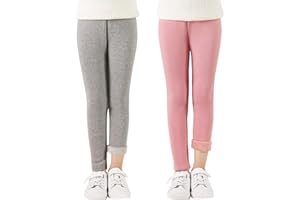 Adorel Leggings Térmicos Mallas Forros Pantalones Largos para Niñas Pack de 2