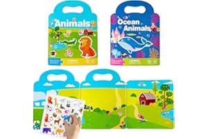 Steemjoey 2 szt. naklejki wielokrotnego użytku książki zabawki, wielokrotnego użytku 3D bufiaste naklejki, 3D, przezroczyste zwierzę, ocean, naklejka, książka, edukacyjna, edukacyjna zabawka, prezenty