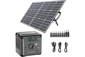 SWAREY Generador Solar Portátil, 222Wh Estación de Energía con Panel Solar de 100W, Salida de CA de 300W (Pico de 600W), Puerto USB-C de 65W, Batería Externa para Camping, Viajes, Pesca, RV