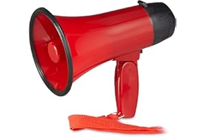 ‎RELAXDAYS Relaxdays 10022829 Megafon Stadion, Megaphon mit Ole Sound, Bullhorn mit klappbarem Griff und Schlaufe, Kunststoff, 10 Watt, rot