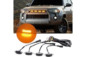Sidaqi 4 LED 12W feux d'avertissement de calandre avant de voiture ambre feux de jour DRL lampe de couverture de pare-chocs avant adaptée pour SUV Fo-rd F-150 Raptor 2014-2020 étanche