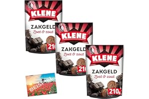 HOLLAND-BOX BY VRIENS Lot de 3 paquets de 210 g de mélange de réglisse Klene Zakgeld Zoet et Zout - Mélange de réglisse sucrée et salée - Pour les déplacements - Bonbons des Pays-Bas