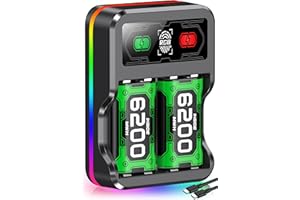 HEYLICOOL Rechargeable Battery Packs for Xbox Series X|S/Xbox One,2X6200mWh Fast Charging Xbox Controller Battery Packs Accessories with Charging Dock & RGB,for Xbox One S/X/Elite