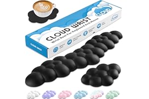 Sushret Handballenauflage Tastatur Wolke, Ergonomisches Handauflage Tastatur Wolke Mit PU Leder Memory Schaum, Cloud Wrist Rest, Niedliche Wolken Handgelenkstütze Maus Für PC Gaming Zubehör – Schwarz