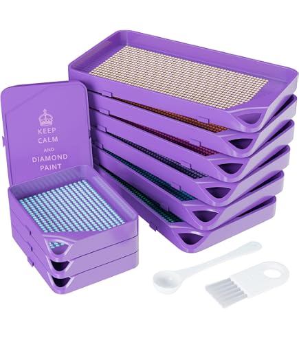 Set Di 14 Penne Per Pittura A Mosaico 5D Luminescenti, Con Punte E Cera, Scatola Portaoggetti, Per Diamond Painting E Nail Art, Viola