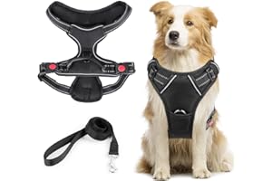 VIKASTER Hundegeschirr Grosse Hunde, Hundegeschirr Mittelgroße Hunde, Einstellbar Sicherheitsgeschirr Hund, Brustgeschirr Hund Mit Gepolstert, Weich Atmungsaktiv Hunde Geschirr Für Mittelgroße Und Große Hunde